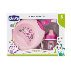 WEANING SET 6M+ GIRL W PINK SPOON