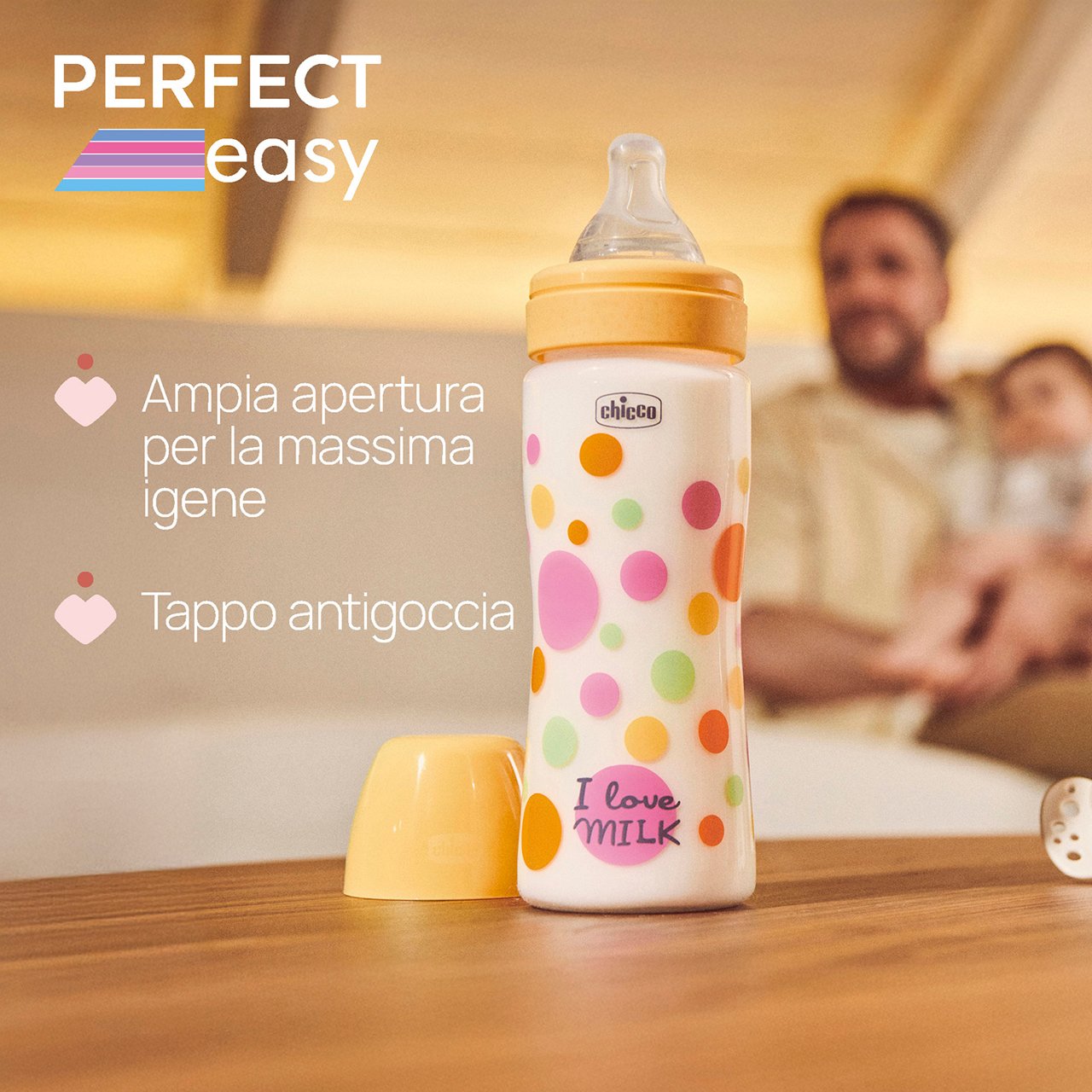 Chicco Perfect Easy baby bottle 330ml fast flow yellow