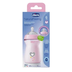 Chicco NaturalFeeling baby bottle 330ml fast flow pink