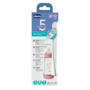 Chicco Perfect 5 baby bottle 300ml fast flow pink
