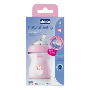 Chicco NaturalFeeling baby bottle 250ml medium flow pink