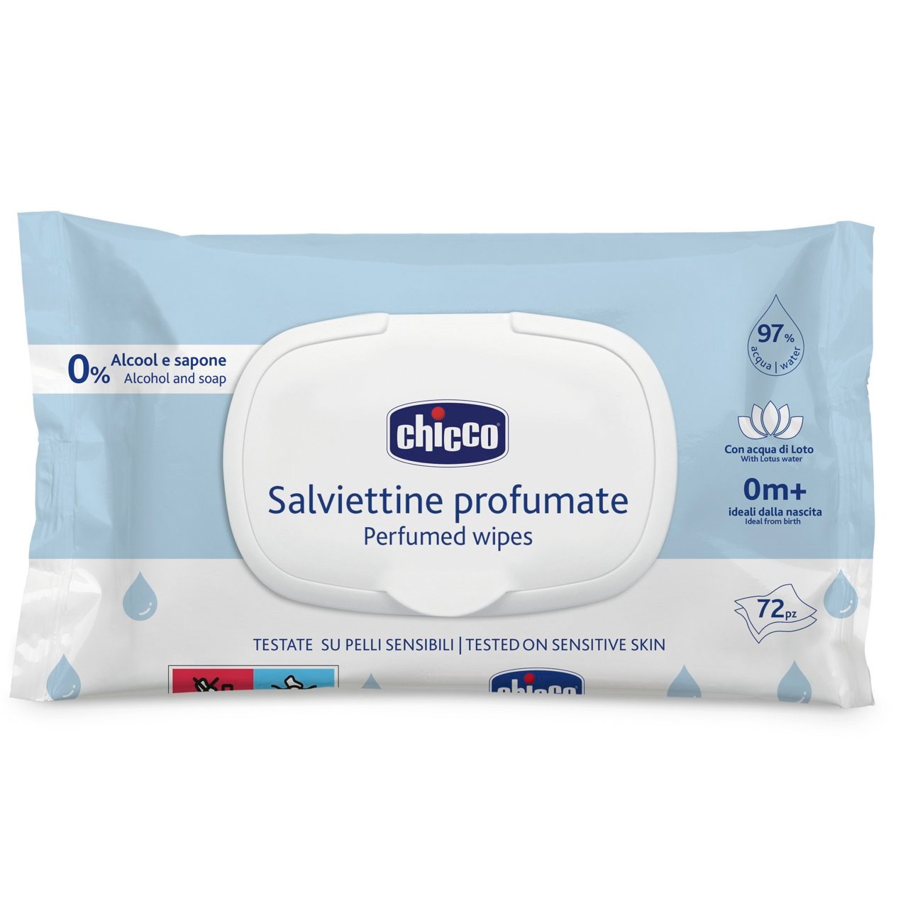 NEW CHICCO WIPES 72PCS WITH FLIP COVER Chicco