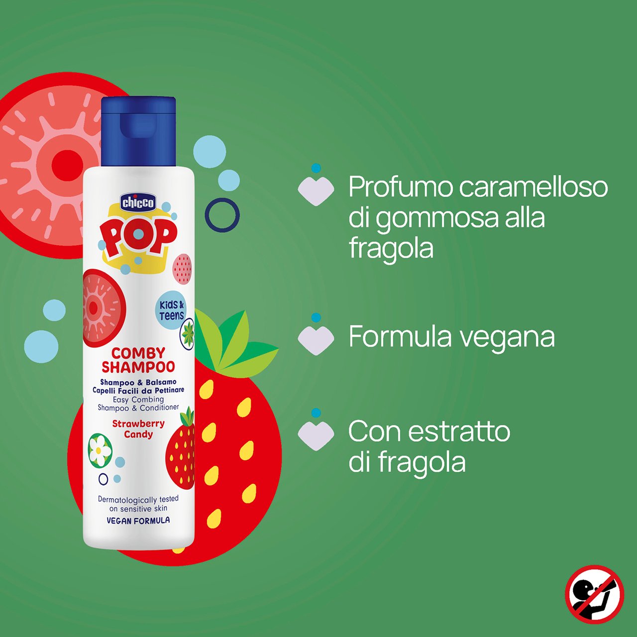 COMBY SHAMPOO+CONDIT STRAWBERRY 250ML - Image 2